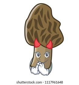 Devil morel mushroom mascot cartoon