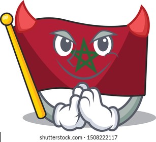 Devil morocco flag character above cartoon chair