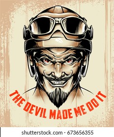 Devil in motorcycle Helmet