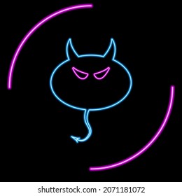 Signo de neón diablo, diseño moderno de pancartas brillantes, coloridas tendencias de diseño moderno sobre fondo negro. Ilustración vectorial.