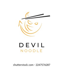Logotipo de ilustración de la línea de fideos del diablo