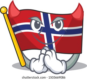 Devil norway flag is flown on character pole