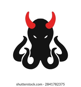 Devil Octopus vector Mascot Logo illustration