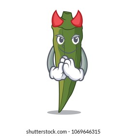 Devil Okra Mascot Cartoon Style