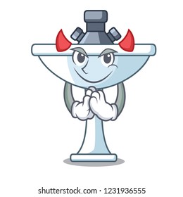Devil on bath room cartoon sink shape