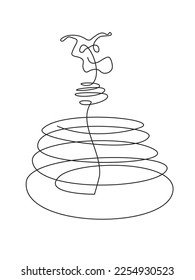 Devil on the spring. Stylized image of popular toy. Continuous one line minimalistic art technique