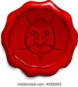 Devil on Wax Seal Original Vector Illustration Wax Seal Letter Stamp Ideal for Old Style Concept