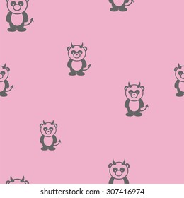 devil panda seamless pattern. vector illustration
