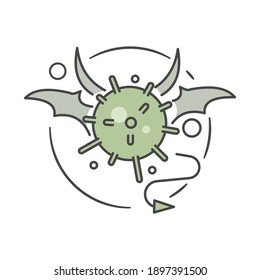 Icono del virus de la pandemia del diablo. Estilo plano. Aislado.