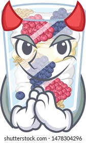Devil parfait above the wooden table mascot