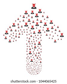 Devil pattern created in the combination of forward oriented arrow. Ahead path arrow shape created from devil objects.