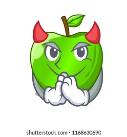 Devil perfect fresh green apple on cartoon