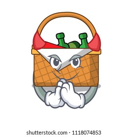 Devil picnic basket mascot cartoon