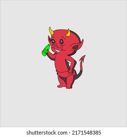 devil pig animated cartoon vector drawing