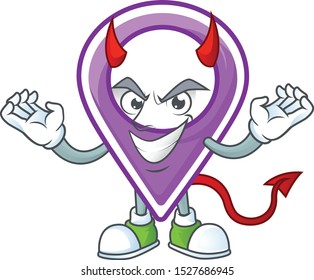 Devil pin location cartoon character with mascot