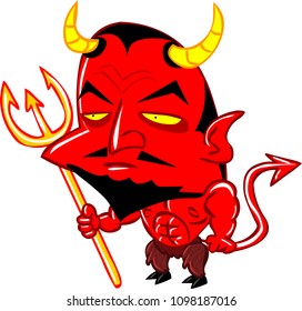 devil with pitchfork vector cartoon