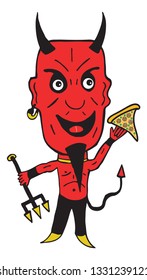 Devil and pizza vector illustration