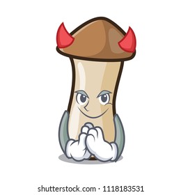 Devil pleurotus erynggi mushroom mascot cartoon