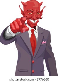 Devil pointing.  The devil wants you! Is the corporate world asking you to sell out or just the tax man wanting his due?  No meshes used