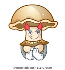 Devil portobello mushroom mascot cartoon