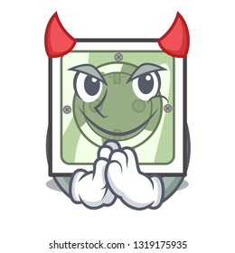 Devil power socket on wooden cartoon table