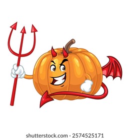 Devil Pumpkin Halloween Cartoon Illustration.