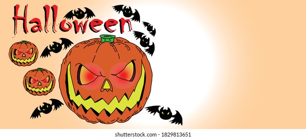 Devil pumpkin head Halloween illustration, Halloween symbol