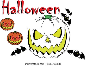 Devil pumpkin head Halloween illustration, Halloween symbol