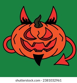 
Devil pumpkin with horns for Halloween