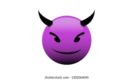 Devil Purple Emoji, Emoticon Vector Isolated On White Background