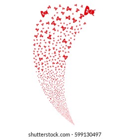 Devil random fireworks stream. Vector illustration style is flat red iconic symbols on a white background. Object fountain made from scattered pictograms.