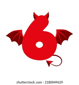 Devil red 6 number with wings for ui games.