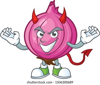 Devil red onion cartoon character for cuisine