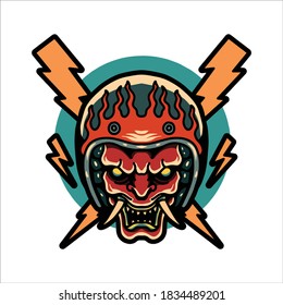 devil rider tattoo vector design