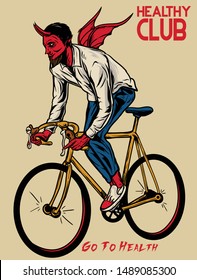 bicicleta del diablo / bicicleta satelital / ir a ilustración del vector de salud