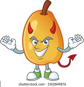 Devil ripe fragrant pear fruit cartoon character