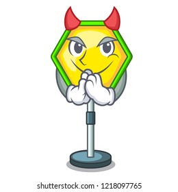 Devil road traffic sign on the cartoon