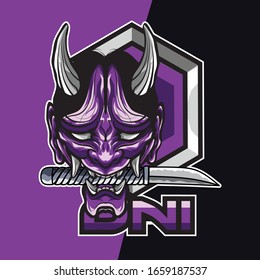 devil with samurai esport logo and mascot game