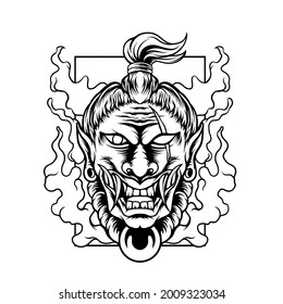 The Devil Samurai Japan Silhouette Illustration for your business or merchandise