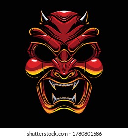 devil samurai mask illustration - vector file