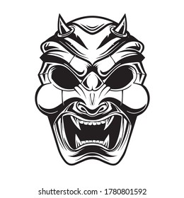 devil samurai mask illustration - vector file