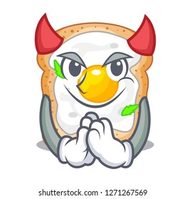 Devil sandwich with egg above character board