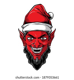 devil santa head vector artwork