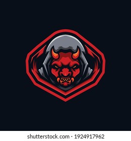 devil satan e-sport logo design template illustration