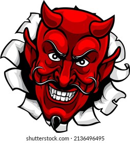 A devil or satan evil mascot cartoon face