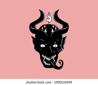 demonio satan lucifer sobre fondo rosa