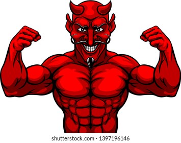 A devil Satan or Lucifer strong sports mascot cartoon character