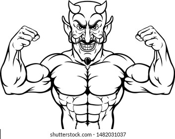 A devil Satan or Lucifer strong sports mascot cartoon character