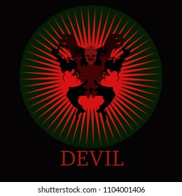 Devil satan maniac man death logo icon tattoo background Abstract colorful sinister mystical style design Fashion print clothes apparel greeting invitation card banner badge poster flyer music cover