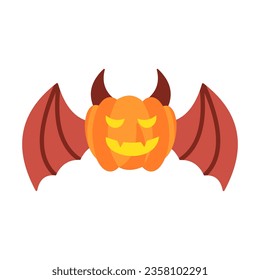 
Devil scary Halloween pumpkin on white background, Happy Halloween decoration element, vector illustration
